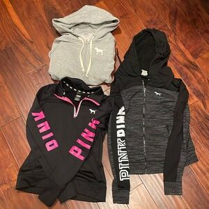 VS PINK Bundle of 3 hoodies/quarter zips
